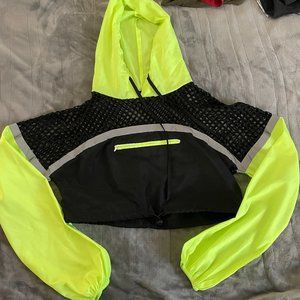 Neon mesh reflective cropped jacket